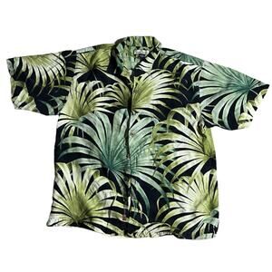 Tommy Bahama Men's Button Up Short Sleeve Tropical Print 100% Silk Shirt Large